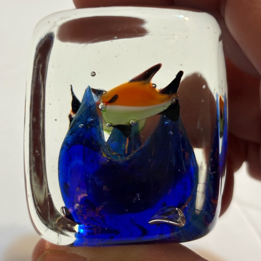 Blown Glass Paperweight or Figurine Fish Ocean Themed